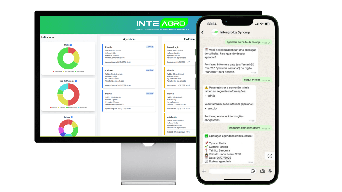 Inteagro no notebook e celular
